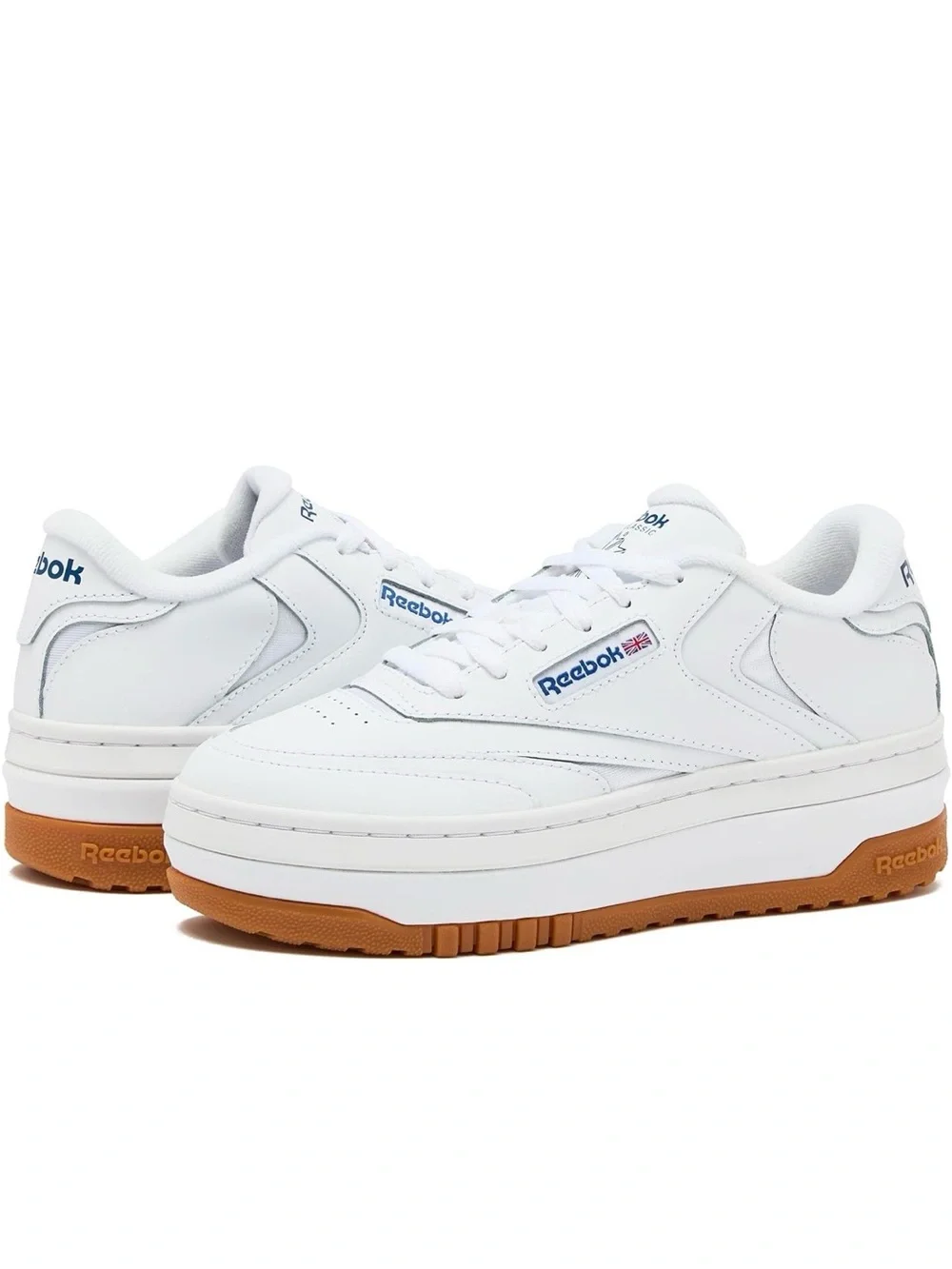 Reebok Women's White Leather Platform Sneaker with Gum Outsole